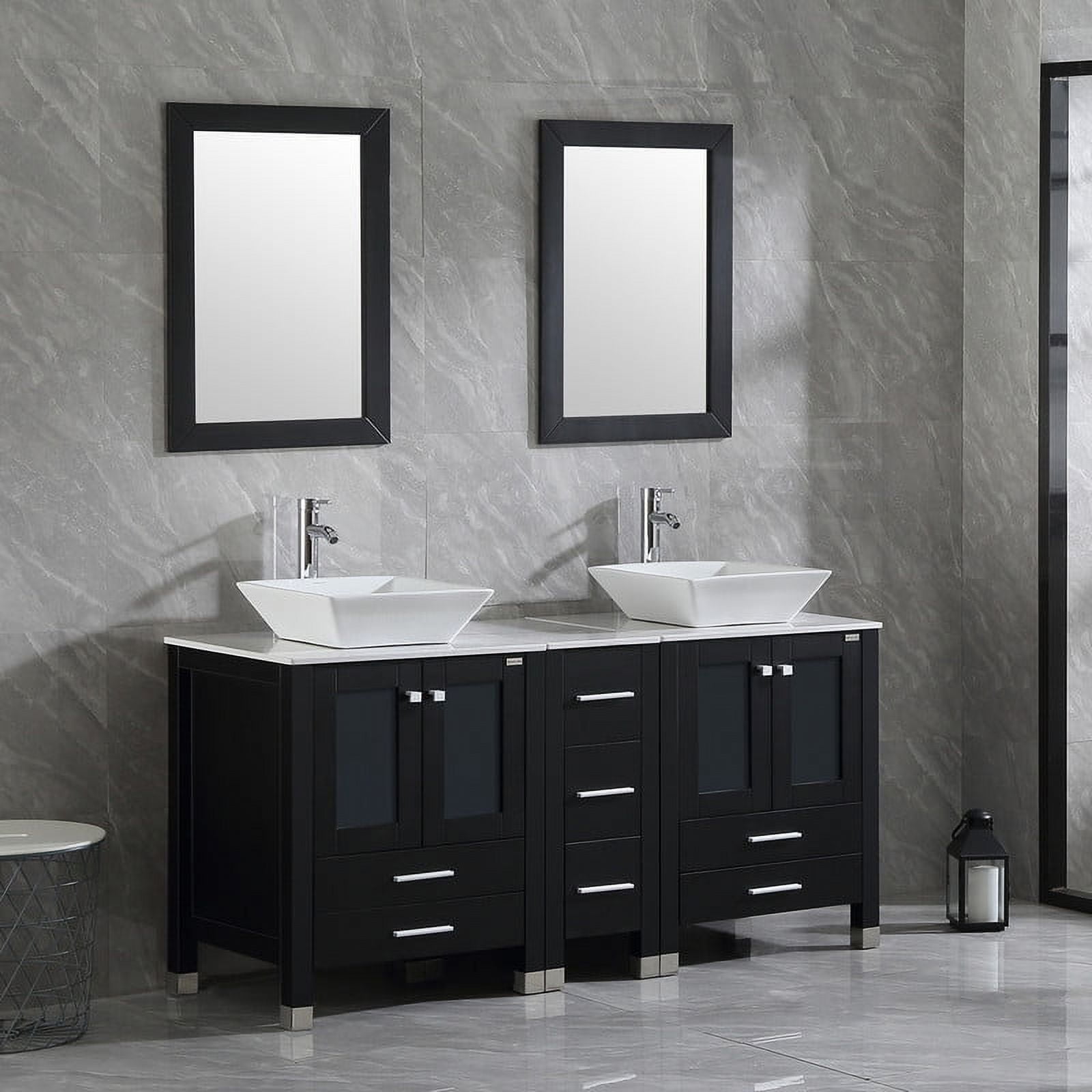 Walsport Bathroom Vanity,60" Stand Pedestal Bathroom Cabinet Top Square ...