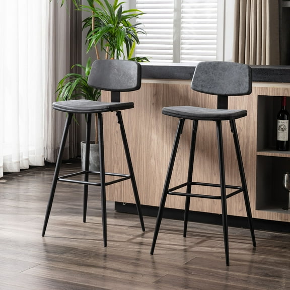 Walsport Furniture Bar Stool, Black, Set of 2