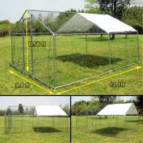 Walsport Large 13x10ft Outdoor Chicken Coop Pets  Crate Run Backyard Vegetable Raise Metal Cage for Yard Pens Protector with Cover