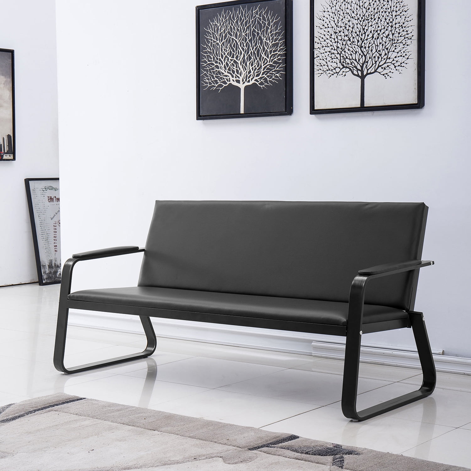 Black PVC Leather Waiting Bench for Office Burundi Ubuy