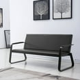 thumbnail image 1 of Walsport Office Sofa Waiting Chair Comfortable PVC Leather Chair for Airport Reception Room,Black 3 Seats, 1 of 7