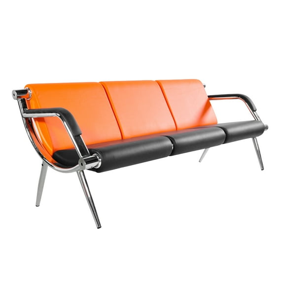 Walsport PU Leather 3-Seat Office Reception Chair Waiting Room Visitor Guest Sofa Seat