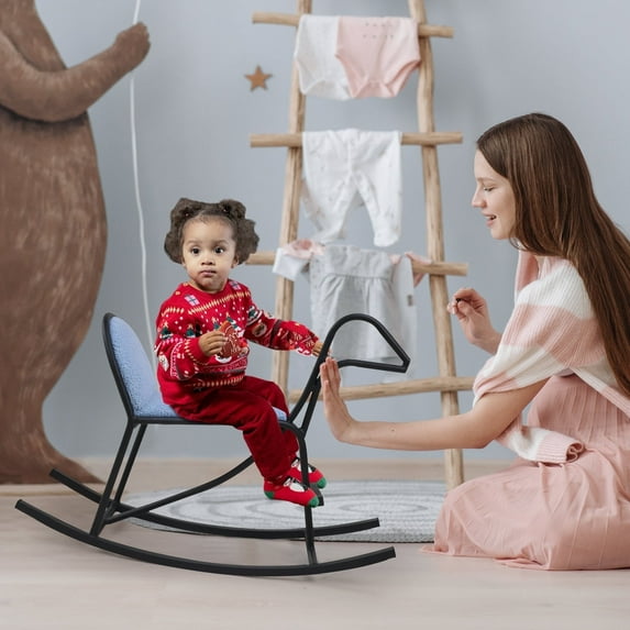 Walsport Rocking Horse Gift for Kids, Ride on Balance Rocking Horse for Outdoor & Indoor, Blue