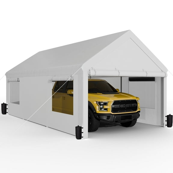 Walsunny 10’ x 20’ x 8’ Heavy Duty White Carport