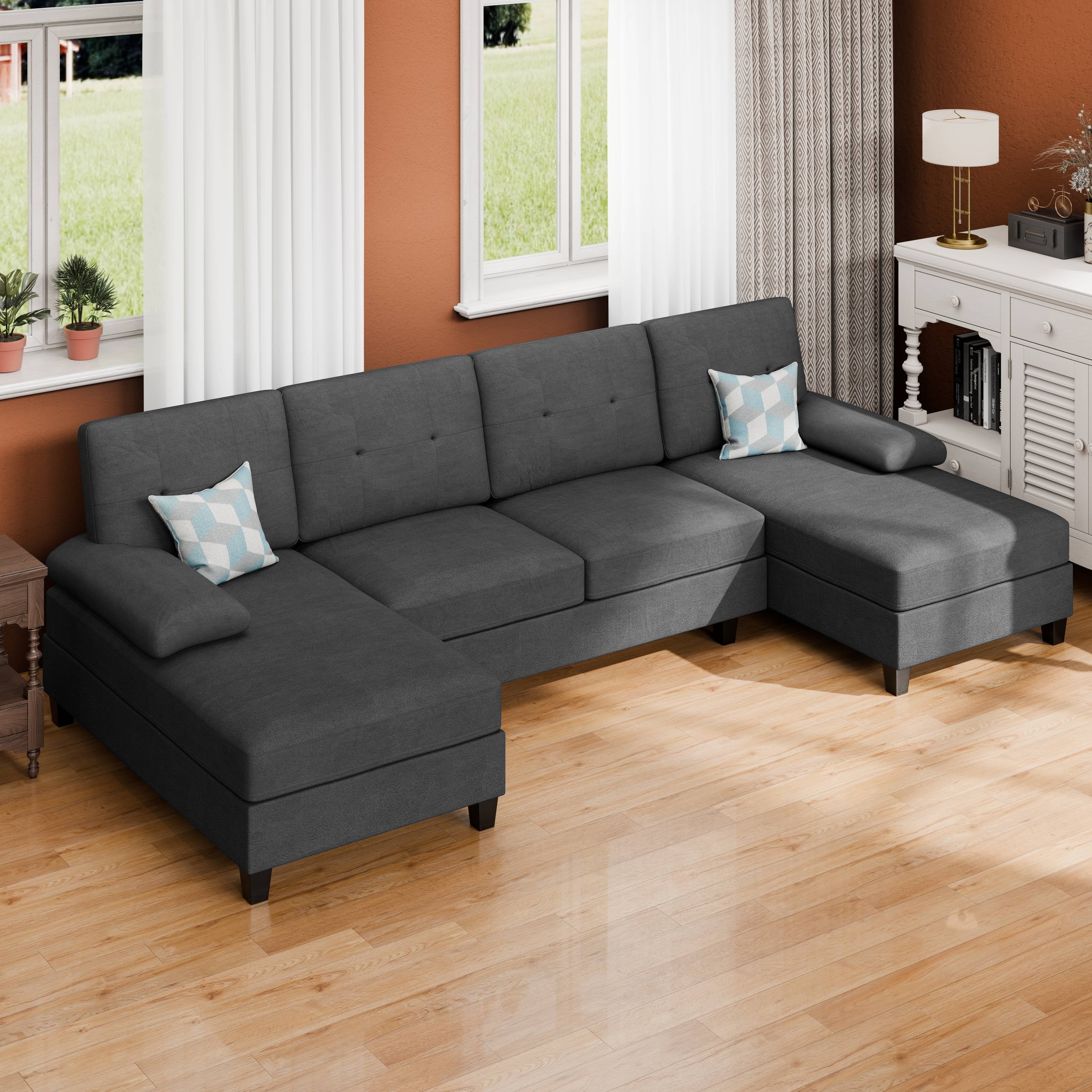 Walsunny 106.3" Modern UShaped Sectional Sofa with Chaise,4 Seat