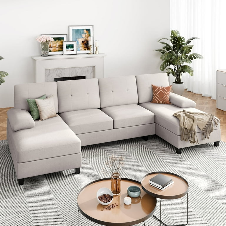 Walsunny Modern U-Shaped Sectional Sofa with Chaise, Fabric