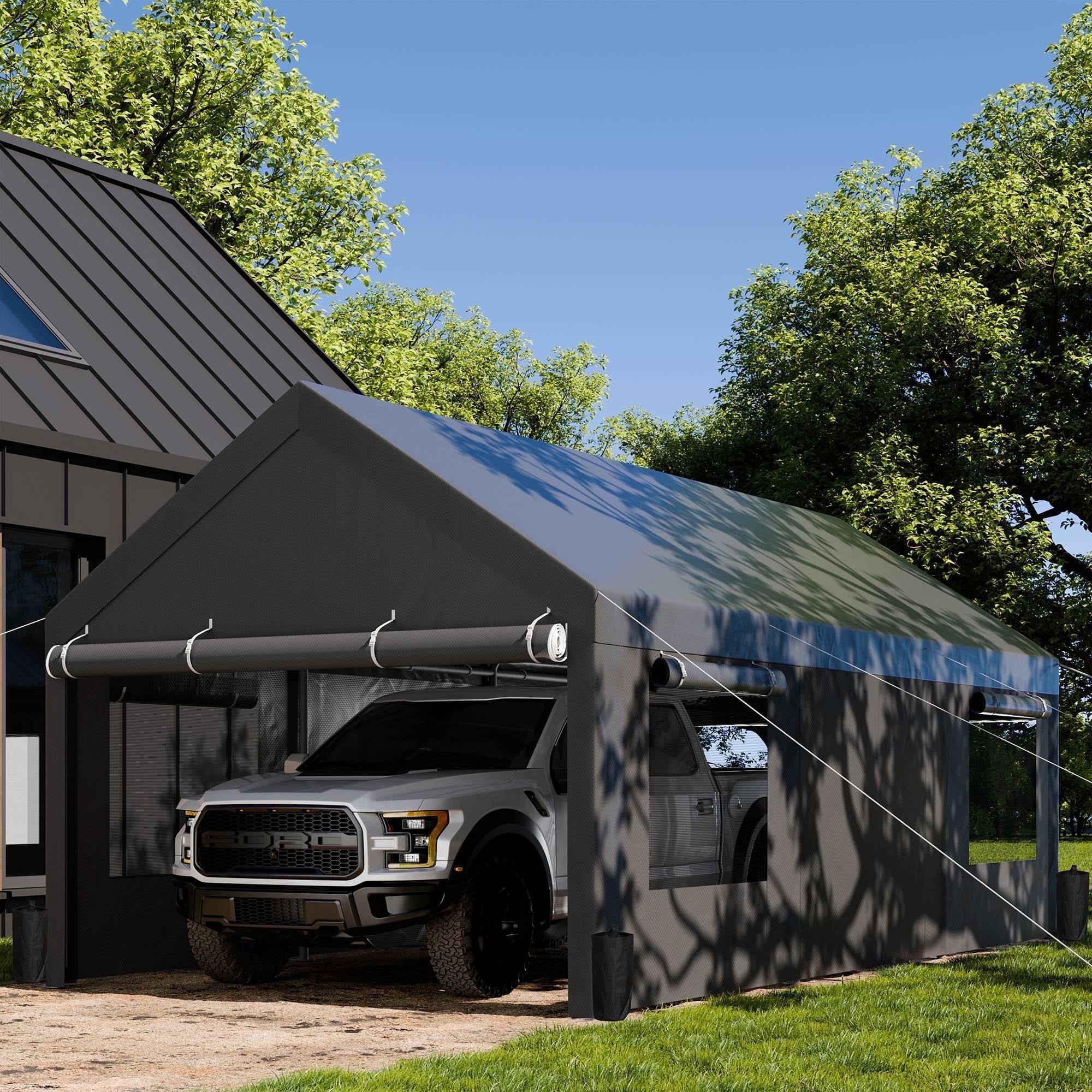 Walsunny 12x20 ft Heavy Duty Carport Canopy, Auto Shelter with