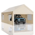 thumbnail image 1 of Walsunny 10x20 ft Carport with 4 Sandbags Heavy Duty Car Canopy with Roll-up Windows Portable Garage with Removable Sidewalls & Doors Khaki, 1 of 8
