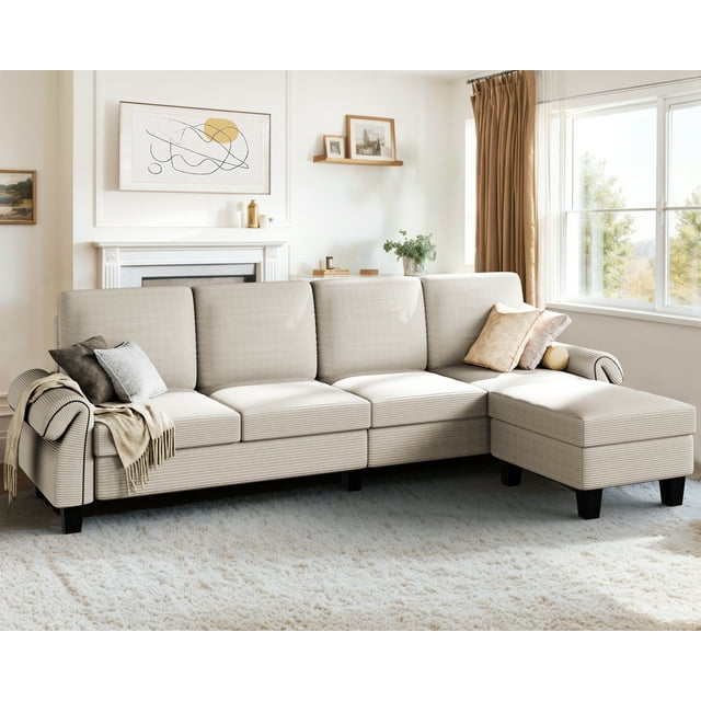 Walsunny 110" Sectional Couch Convertible L Shaped Couch with