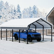 Walsunny 12X20 FT Carport, Outdoor Heavy Duty Carport Canopy with Galvanized Steel Roof, Metal Carport Extra Large Garage Car Storage Shelter