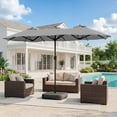 thumbnail image 1 of Walsunny 16 FT Large Outdoor Patio Umbrella with Base Included, Double-Sided Rectangular Umbrella with Crank Handle for Outside, Gray, 1 of 11