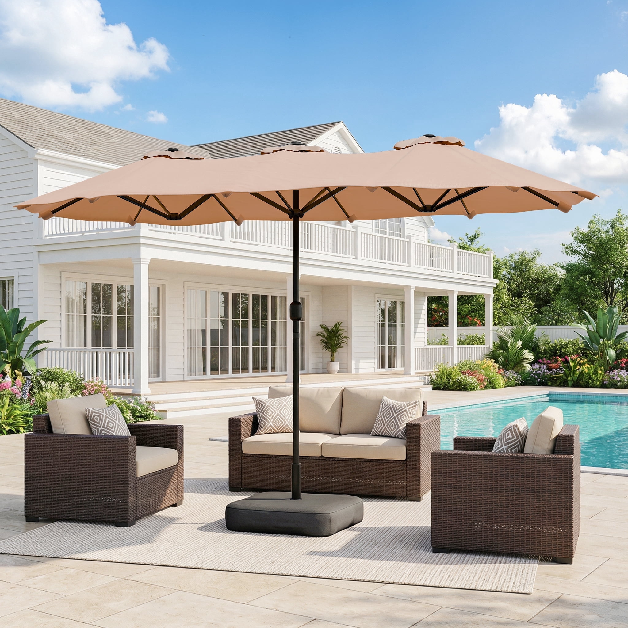 Walsunny 16 FT Large Outdoor Patio Umbrella with Base Included