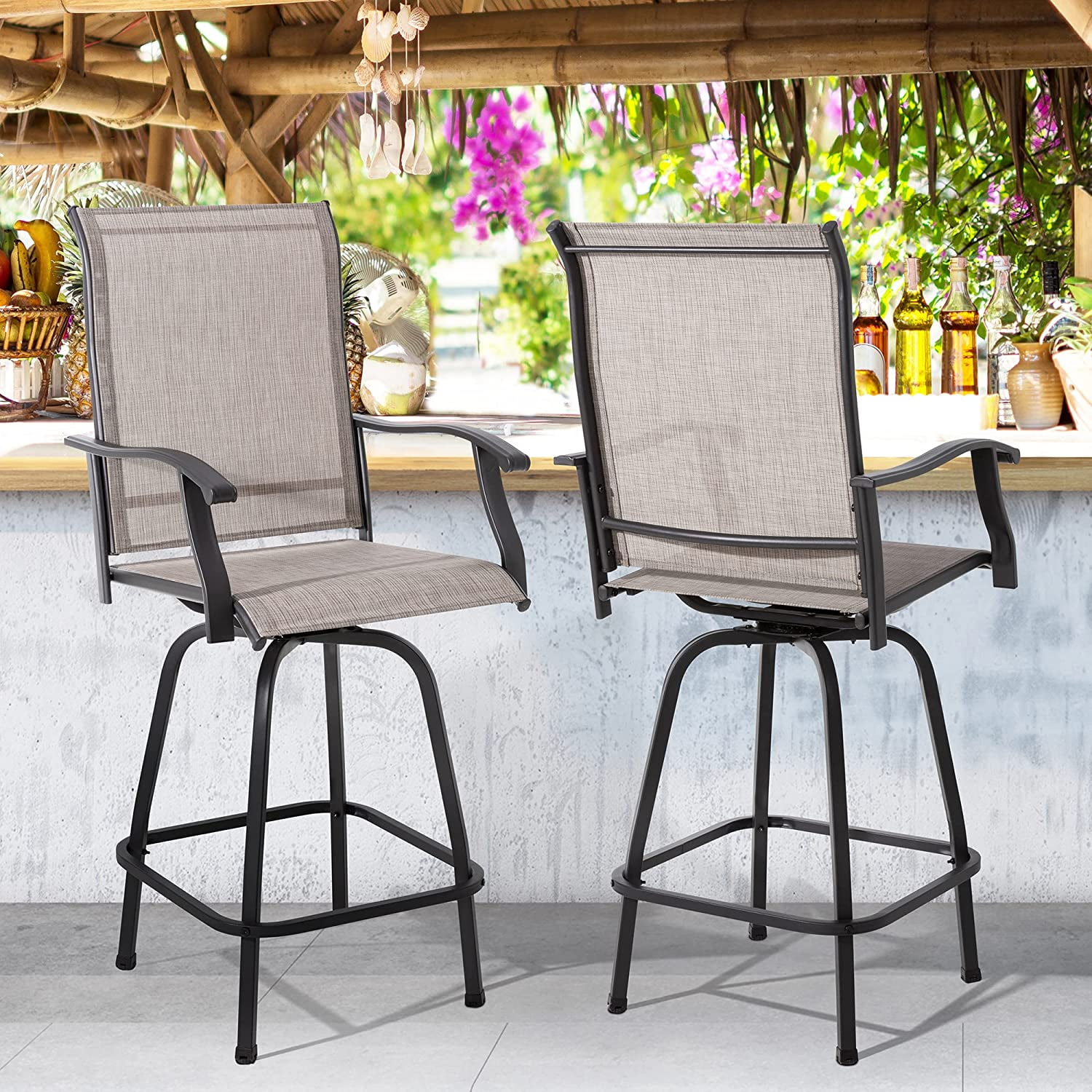 Bar chair set of 2 fabric light beige mayetta beliani