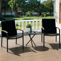 Walsunny 3 Piece Outdoor Patio Furniture Set Textilene Patio Bistro Set with Coffee Table for Balcony Porch and Apartment Black