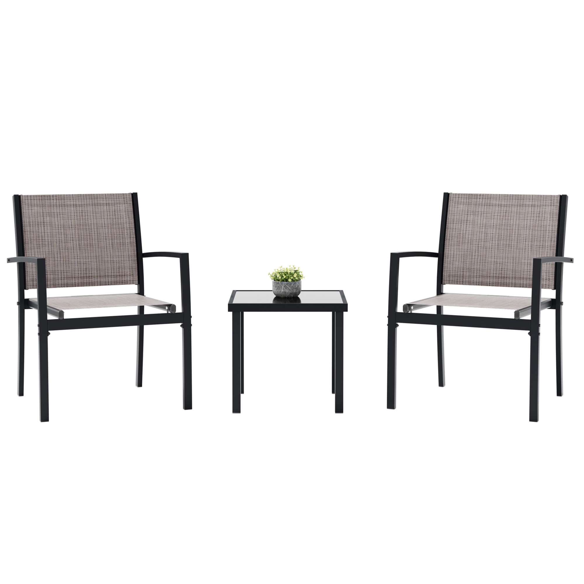Walsunny 3 Piece Outdoor Patio Furniture Set, Textilene Patio Bistro