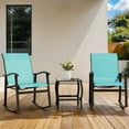 thumbnail image 1 of Walsunny 3 Pieces Rocking Bistro Patio Furniture Rocker Set with 2 Outdoor Rocking Chairs and 1 Glass Coffee Table for Porch Deck Lawn,Blue, 1 of 6