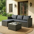 thumbnail image 1 of Walsunny 3 Pieces patio furniture set, Rattan Wicker Outdoor Conversation Set with Cushions and Glass Tabletop,Gray, 1 of 7