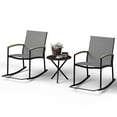 thumbnail image 1 of Walsunny Outdoor Rocking Bistro Set 3 Piece Metal Patio Porch Furniture with 2 Patio Rocking Chairs 1 Patio Table,Light Gray, 1 of 12