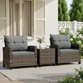 thumbnail image 1 of Walsunny 3 Pieces Patio Furniture Set Outdoor Wicker Conversation Bistro Set Outdoor Patio Chairs with Tempered Glass Table Grey, 1 of 9