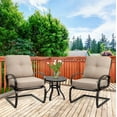 thumbnail image 1 of Walsunny 3Pcs Outdoor Patio Bistro Set Springs Motion Chairs and Round Table Set,Indoor with Cushions,Beige, 1 of 9