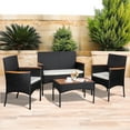 thumbnail image 1 of Walsunny 4 Piece Patio Furniture Conversation Set Outdoor Wicker Rattan Chairs with Cushions and Table Black/Beige, 1 of 9