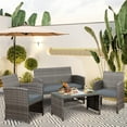 thumbnail image 1 of Walsunny Outdoor Patio Rattan Wicker Furniture Conversation Set 4 Piece with Cushions Tempered Glass Tabletop,Gray, 1 of 11