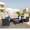 thumbnail image 1 of Walsunny 4 Pieces Outdoor Sectional Conversation Wicker Patio Furniture Set with Cushion Table for Backyard,Porch,Garden,Poolside Balcony,Gray, 1 of 7