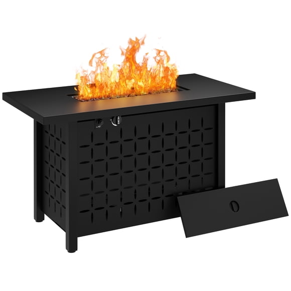 Walsunny 43 inch Gas Fire Pit Table 50,000 BTU Outdoor Rectangular Propane Firepit Table with Waterproof Cover