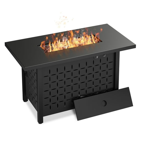Walsunny 43 inch Gas Fire Pit Table 50,000 BTU Outdoor Rectangular Propane Firepit Table with Waterproof Cover