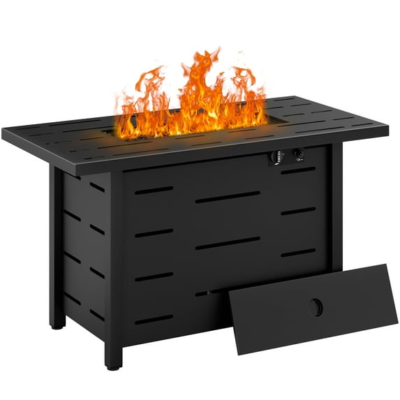 Walsunny 43 inch Gas Fire Pit Table 50,000 BTU Outdoor Rectangular Propane Fire pit Table with Waterproof Cover