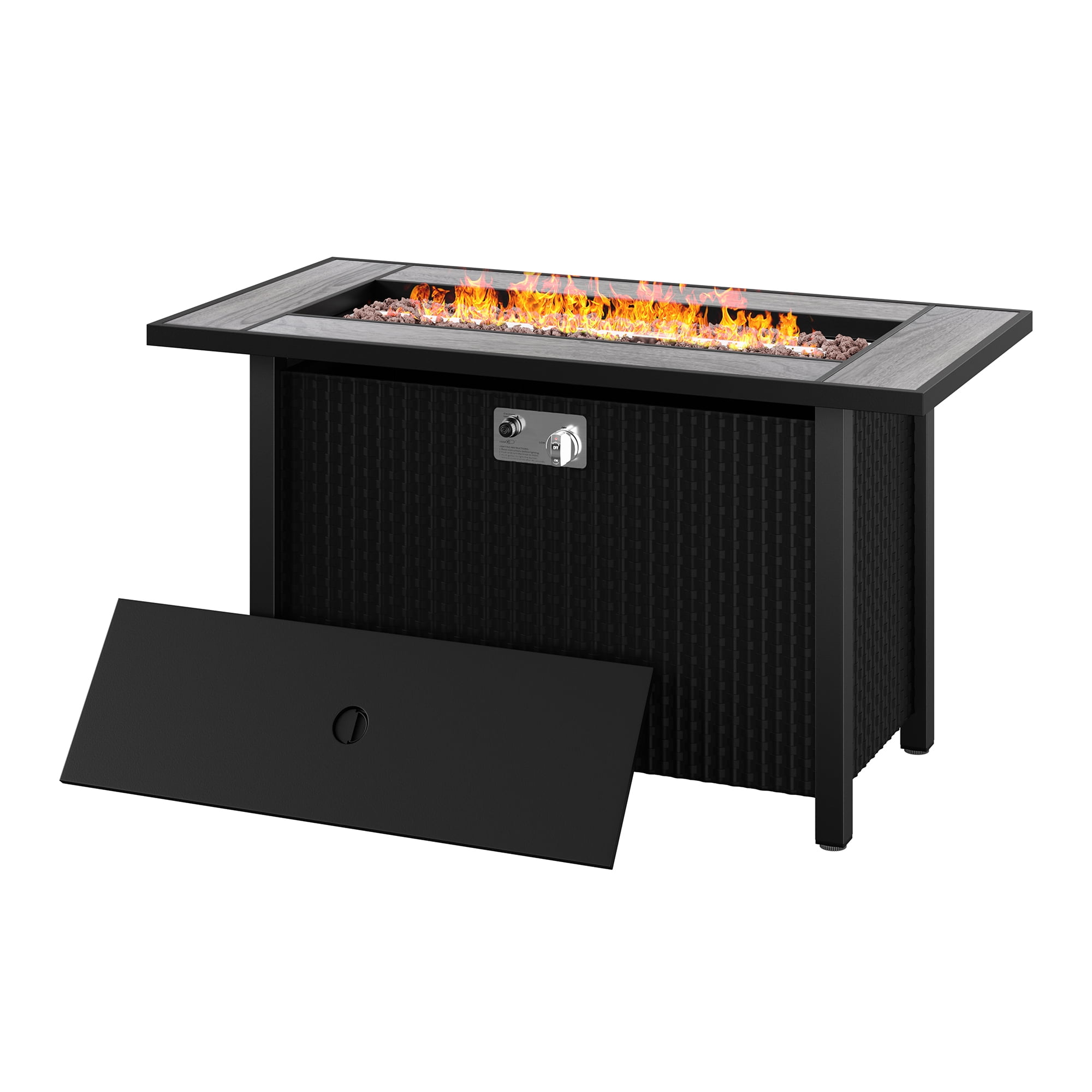 Walsunny 44.9" Gas Fire Pit Table 50000 BTU Propane with Removable Lid & Waterproof Cover with Lava Rock and Alumium Frame Tables(Grey) - image 1 of 8