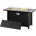 thumbnail image 1 of Walsunny 45" Propane Fire Pit Table 50,000 BTU Steel Gas Fire Pit with Lid and Glass Stones Rectangular Wood, 1 of 9