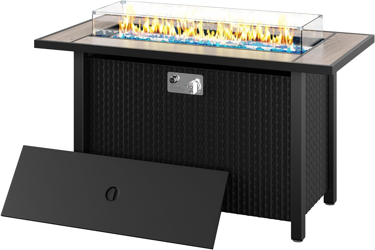 VEIKOUS 31 in. Square Outdoor Gas Fire Pit Propane 50000 BTU with Lid and  Cover, Free Lava Rocks PG0601-04 - The Home Depot