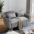 thumbnail image 1 of Walsunny 47" Loveseat Couch Sofa, 2-Seat Fabric Upholstered Sofa with 2 Removable Pillows, Love Seat Couch, Wood Leg, Light Grey, 1 of 10