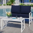 thumbnail image 1 of Walsunny 2-Piece Patio Furniture Set, Outdoor Furniture with Loveseat Sofa Coffee Table Metal Patio Set with Detachable Cushions, Navy Blue, 1 of 7