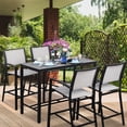 thumbnail image 1 of Walsunny 5 Piece Patio High Bar Set, Outdoor Bistro Set All Weather Metal Textilene Patio Dining Set Stools Chair of 4 and Bar Table Gray, 1 of 7