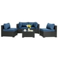 Walsunny 5 Pieces Outdoor Patio Conversation Sets Sectional Sofa Couch