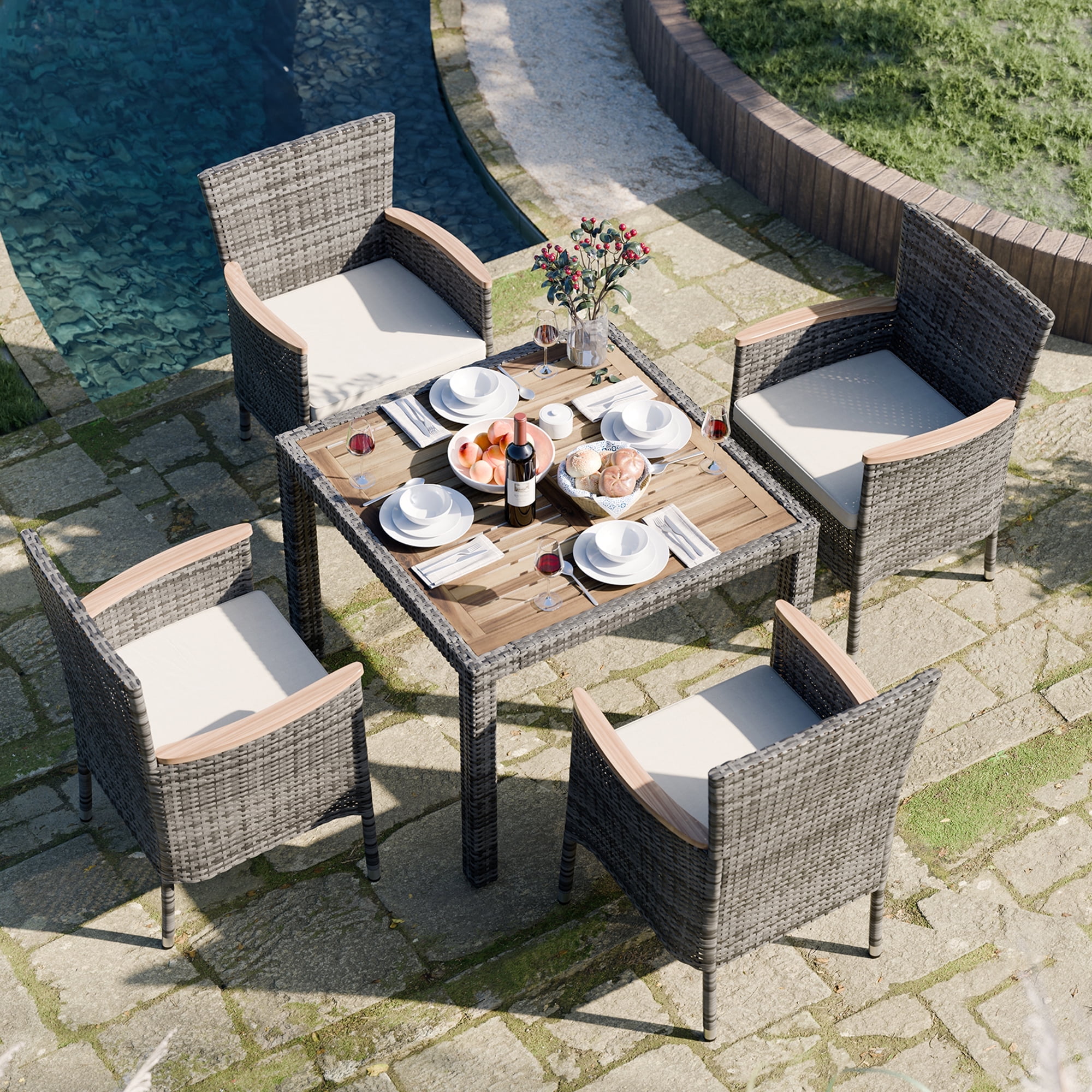 Rattan table 4 chairs discount