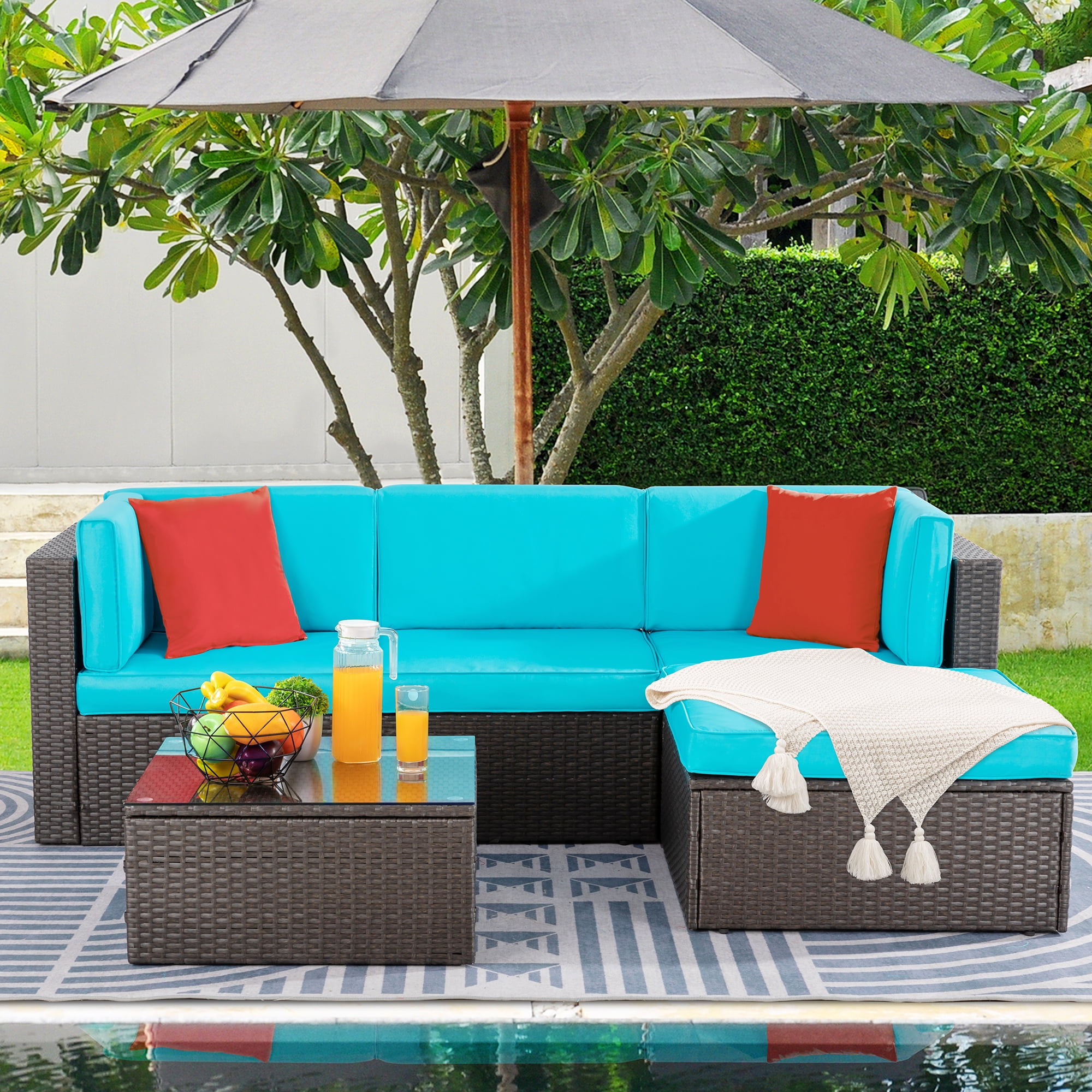 Walmart sales :  Walmart Black Friday Deals 2025 Walsunny Outdoor All-Weather 5-Piece Patio Sectional Furniture Set with Rattan Wicker and Cushions