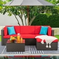 thumbnail image 1 of Walsunny 5 Pieces Patio Furniture Sets Outdoor All-Weather Sectional Patio Sofa Set PE Rattan Wicker Conversation Set Red, 1 of 8