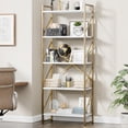 thumbnail image 1 of Walsunny Bookshelves Wooden Bookcases 5 Tiers H-Shaped Bookshelf with 5 Open Display Shelves Gold, 1 of 9