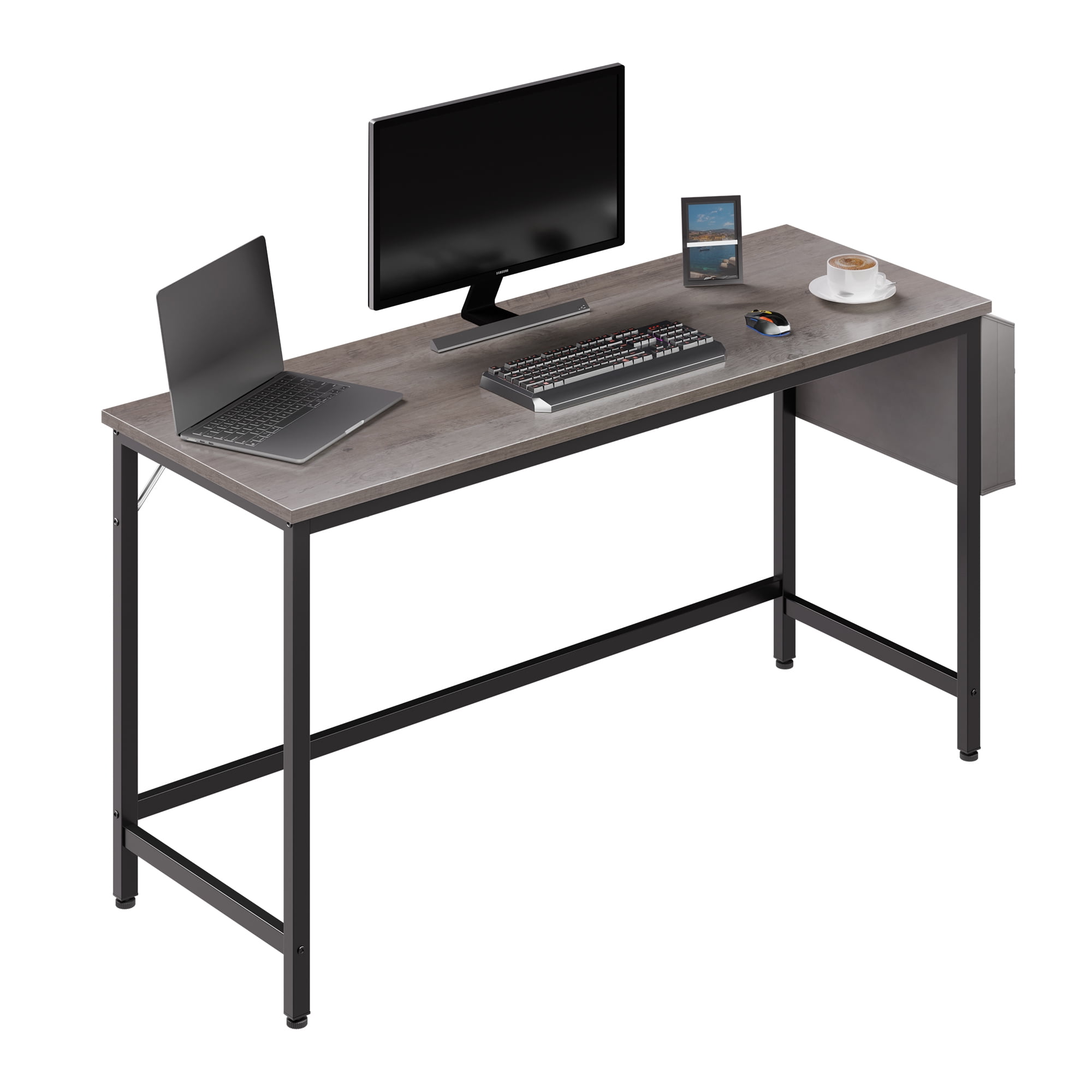 Walsunny 55 inch Home Office Desk with Storage Bag, Study Workstation Modern Simple Design