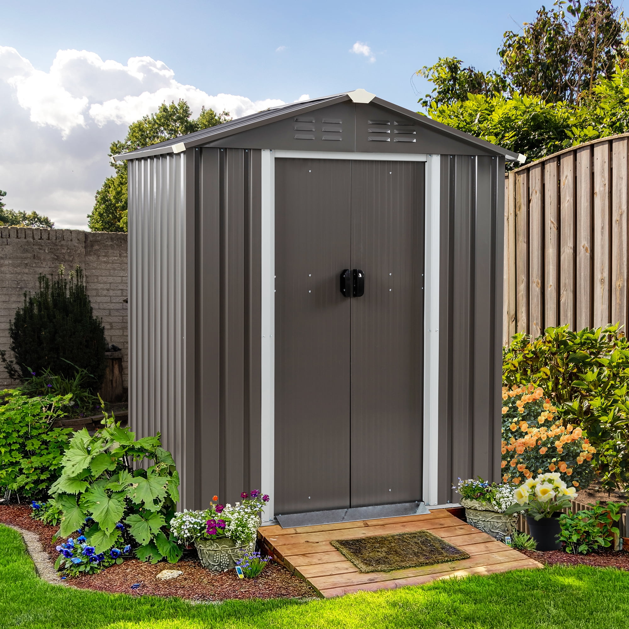 Walsunny 5X3 FT Outdoor Storage Shed,Waterproof Metal Garden Sheds with