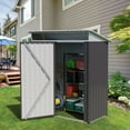 thumbnail image 1 of Walsunny 5X3 ft Outdoor Storage Shed, Galvanized Metal Steel Garden Shed with Lockable Doors, Dark Gray, 1 of 8