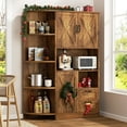 thumbnail image 1 of Walsunny Pantry Cabinets with Microwave Shelf Coffee Bar Counter Top 4 Corner Shelves 3 Doors 2 Drawers 60.4" Kitchen Pantry Storage Cabinet Buffet Sideboard Hutch Cupboard Freestanding Brown, 1 of 7
