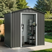 Walsunny 6X4 FT Outdoor Storage Shed,Waterproof Metal Garden Sheds with Lockable Double Door,Weather Resistant Steel Tool Storage House Shed Grey