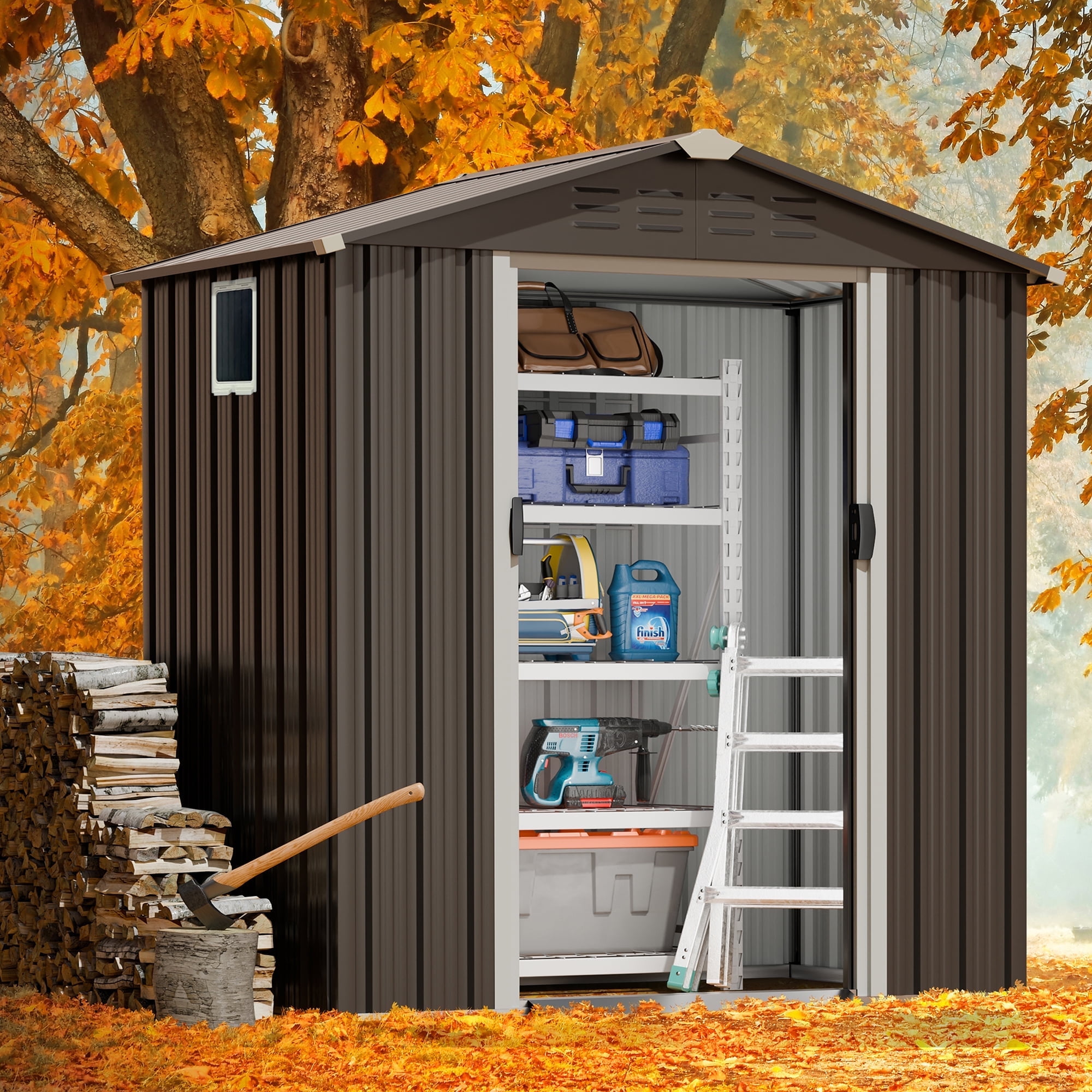 Walsunny 6X4 FT Outdoor Metal Storage Shed, Waterproof, Lockable