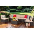 thumbnail image 1 of Walsunny 7 Pieces Patio Furniture Sets Outdoor All-Weather Sectional Patio Sofa Set PE Rattan Manual Weaving Wicker Patio Conversation Set Beige, 1 of 8