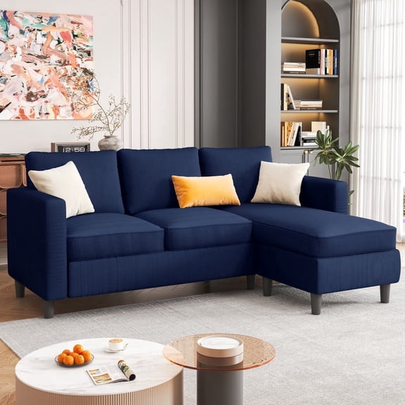 Walsunny 73.6" Convertible Sectional Sofa Couch L Shaped Couch Reversible Chaise for Small Living Room Apartment,Blue