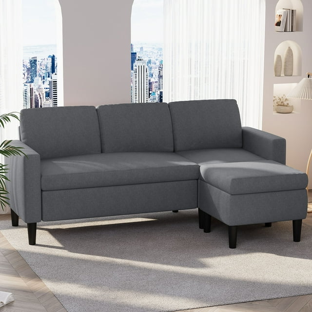 Walsunny 73.6" Convertible Sectional Sofa Couch Small LShaped Sofa